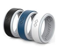 Rinfit Ehering aus Silikon für Herren 1 oder 3 Ringe Pack RinfitAir atmungsaktives Design Silikongummi Herren Ehering Größe 7-14 (7, Set #2)