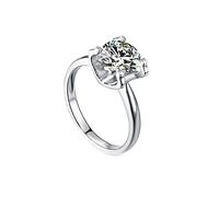 Ring, 18-karätige Goldringe for Damen, 0,5 ct weißer Moissanit, Vier-Krappen-Fassung, runder Ehering aus Weißgold