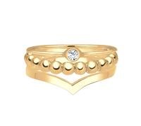 Elli, Ring 3er Set Solitär Kristall 925 Silber in gold, Schmuck für Damen Gr. 56 mm