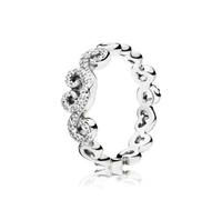 Ring 54 - Heart Swirls - Silber Steine