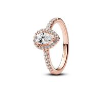 Ring 60 - rosévergoldet - Tropfen mit Pavé