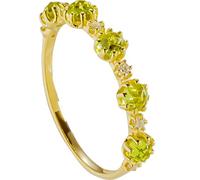 Ring, 9-karätige Goldringe for Damen, schmale Damenringe, Verlobungsringe mit 6 Krappen, runder Peridot und Moissanit