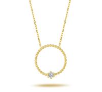 Ring Anhänger Halskette Diamant Brillant-Schliff in 14 Karat Gelbgold