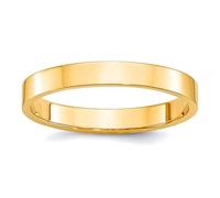Ring aus 10 Karat Gelbgold, massiv, poliert, leicht, 3 mm, flache Ringgröße 6, für Damen und Herren