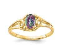 Ring aus 14 Karat massivem Gelbgold, poliert, 6 x 4 mm, ovaler Feuertopas, Größe 6 Ring für Damen