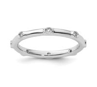 Ring aus 925er-Sterlingsilber, Lünette, poliert, stapelbar, weißer Topas, Größe 10, stapelbarer Ring für Damen