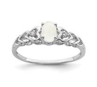 Ring aus 925er-Sterlingsilber, poliert, künstlicher Opal und Diamant, 2 mm breit, für Damen, US 10 | EU 62.5 | DE 20 | JP 20 | UK T 1/2, Edelstein Metall Diamanten Edelstein Metall:, Diamant