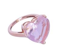 Ring aus 925er Sterlingsilber, rosévergoldet, Herzform, Solitär-Stil, Hochzeit, Jahrestag, Valentinstagsgeschenk für Frau und Freundin, Stein, Rosenquarz