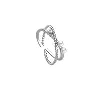 Ring Aus 925Er Sterlingsilber, S925 Sterling Silber Gekreuzte Linien Ring Verstellbare Ringe Temperament Offener Ring Silber Daumenring Ewigkeitsring Hochzeit Charme Schmuck Geschenke Für Männer M