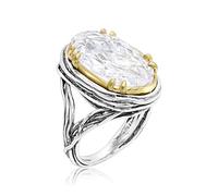 Ring aus gemischtem Metall, oval, Zirkonia, Draht-Wickelring Jean Rachel Jewelry