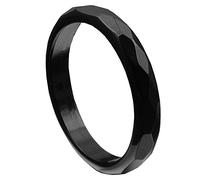Ring aus Onyx schwarz facettiert Onyxring Damenring Steinring 3mm schmal dünn, Ringgröße:Innenumfang 50mm ~ Ø15.9mm