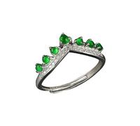 Ring aus S925-Silber mit Krone aus natürlicher Hetian-Jade (verstellbare Öffnung), Ring für Damen, echte Jade