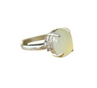 Ring aus S925-Silber mit natürlicher weißer Hetian-Jade (verstellbare Öffnung) für Damen, echt
