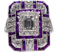 Ring für Hochzeit, Verlobung, Damen, Retro, Zirkonia, eingelegt, quadratisch, Fingerring, Schmuck für Freundin, Ehefrau, Mutter, Teenager, Paare, Haltbarkeit