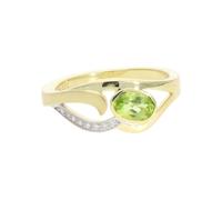 Ring Gold 333 mit echtem Peridot und Zirkonia JL20-07-1156 JuwelmaLux