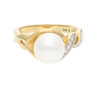 Ring Gold 585 Brillant und Süßwasser Zuchtperle JL10-07-1874 JuwelmaLux
