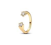 PANDORA Moments Sternschnuppen Offener Ring aus Sterling Silber mit vergoldeter Metalllegierung und Zirkonia, Größe: 54, 163582C01-54