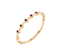 Ring, Ring aus 18-karätigem Gold for Damen, Verlobungsringe, dünne Krone mit rundem Diamant/Rubin/Saphir(Ruby,H 1/2)