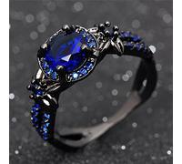 Ring Ringe Damen Bijouterie Herren Luxus Weiblicher Grüner Runder Stein Ring Charme Schwarz Gold Eheringe Für Frauen Versprechen Liebe Blume Verlobungsring 5 Blau