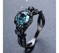 Ring Ringe Damen Bijouterie Herren Luxus Weiblicher Grüner Runder Stein Ring Charme Schwarz Gold Eheringe Für Frauen Versprechen Liebe Blume Verlobungsring 10 Aquablue
