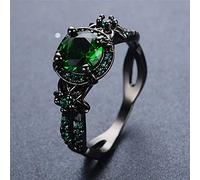 Ring Ringe Damen Bijouterie Herren Luxus Weiblicher Grüner Runder Stein Ring Charme Schwarz Gold Eheringe Für Frauen Versprechen Liebe Blume Verlobungsring 5 Grün