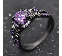 Ring Ringe Damen Bijouterie Herren Luxus Weiblicher Grüner Runder Stein Ring Charme Schwarz Gold Eheringe Für Frauen Versprechen Liebe Blume Verlobungsring 5 Lila