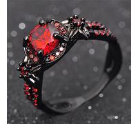 Ring Ringe Damen Bijouterie Herren Luxus Weiblicher Grüner Runder Stein Ring Charme Schwarz Gold Eheringe Für Frauen Versprechen Liebe Blume Verlobungsring 6 Rot