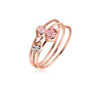 Ring-Set ELLI "Ring Set Kristalle Rose 925 Sterling Silber Rosé-vergoldet" Gr. 44, rosa, Fingerringe, Damen, 44,mit Stein, Silber 925 (Sterlingsilber), 4mm (47359968-44) rosa