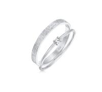 Ring-Set ELLI "Ring Stapelring Kristall Solitär Bandring Set 925 Silber" Gr. 56, silber, Fingerringe, Damen, 56,mit Stein, Silber 925 (Sterlingsilber), 2mm (48600939-56) silber