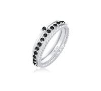 ELLI Damen Ring Solitär-Ring, Twisted silber / schwarz, Größe 58, 6555090 Silber / Schwarz 58