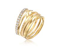 Elli Stapelringe Bandringe 5er Set 925 Sterling Silber, mit Kristallen von Swarovski® 54 Damen