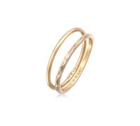 Ring-Set ELLI "Ring Stapelringe Stacking Bandring 2er Set 925 Silber" Gr. 52, gold, Fingerringe, Damen, 52, ohne Stein, Silber 925 (Sterlingsilber), 1mm (69257401-52) gold