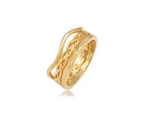 Ring-Set ELLI "Ringset Trend Welle Zopf Gedreht Style 925 Silber" Gr. 54, gold, Fingerringe, Damen, 54mm, ohne Stein, Silber 925 (Sterlingsilber) (43258439-54) gold