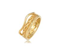 Ring-Set ELLI "Ringset Trend Welle Zopf Gedreht Style 925 Silber" Gr. 58, gold, Fingerringe, Damen, 58mm, ohne Stein, Silber 925 (Sterlingsilber) (43258439-58) gold