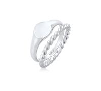 Elli Siegelring Basic Bandring Twist 2er Set 925 Silber 58 Damen