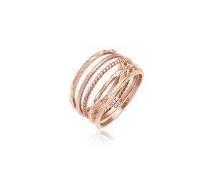 Ring-Set ELLI "Stapelring Stacking Boho Set (5 tlg.) 925 Sterling Silber" Gr. 58, rosa (rosegold), Fingerringe, Damen, 58mm, ohne Stein, Silber 925 (Sterlingsilber) (19320435-58) rosegold