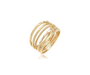 Ring-Set ELLI "Stapelring Stacking Boho Set (5 tlg.) 925 Sterling Silber" Gr. 66, gold, Fingerringe, Damen, 66mm, ohne Stein, Silber 925 (Sterlingsilber) (56626750-66) gold