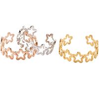 Ring-Set FIRETTI "Multipack Schmuck Geschenk Damenring Sterne", rosa (gelbgoldfarben, weißgoldfarben, roségoldfarben), Fingerringe, Damen, 3 g, Edelstahl, 6mm, Made in Germany (77122239-0) gelbgoldfar