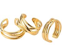 Ring-Set FIRETTI "Multipack Schmuck Geschenk Damenring verschlungen", gold (gelbgoldfarben), Fingerringe, Damen, 7,3 g, Edelstahl, Made in Germany (77140464-0) gelbgoldfarben