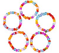 Ring-Set FIRETTI "Multipack Schmuck Geschenk Damenring Zugband Edelstein Farbstein", bunt (blau, violett, orange, grün, rot, gelb), Fingerringe, Damen, 3 g, Kunstharz, Made in Germany - mit Kunstharzp