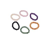 Ring-Set FIRETTI "Multipack Schmuck Geschenk Damenring Zugband Edelstein Farbstein", bunt (lila, rosa, schwarz, grün, gelb), Fingerringe, Damen, 10 g, Material, 4mm, mit Amethyst, Rosenquarz, Onyx, Av