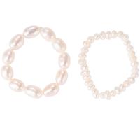 Ring-Set FIRETTI "Multipack Schmuck Geschenk Damenring Zugband Edelstein Farbstein", weiß, Fingerringe, Damen, 4 g, Perlen, Made in Germany - mit Süßwasserzuchtperle (62109001-0) weiß