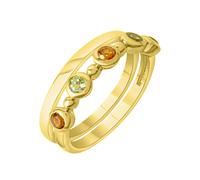 Ring-Set FIRETTI "Multipack Schmuck Geschenk Silber 925 Fingerringe" Gr. 16, bunt (gelbgoldfarben, champagner, hellgrün), Fingerringe, 16, Silber 925 (Sterlingsilber), 2mm, Ring-Set, mit Citrin, Perid