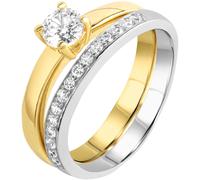 Ring-Set FIRETTI "Multipack Schmuck Geschenk Silber 925 Fingerringe" Gr. 17, gold (silberfarben, gelbgoldfarben, kristallweiß), Fingerringe, Damen, 17, Silber 925 (Sterlingsilber), 2,5mm, mit Zirkonia