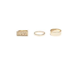 Ring-Set MISTERTEE "MisterTee Unisex Pray Ring Set" Gr. S, gold, Fingerringe, Damen, S/M, Kupfer Zink, Kupfer, Zink (51045467-S) gold
