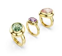 Ring-Set SWAROVSKI "Schmuck Geschenk Gema Ring Set" Gr. M, gelbgoldfarben, grün, lila, rosa, Fingerringe, Damen, M, Metall, mit Swarovski Kristall, Zirkonia (synth.) (33072834-M) gelbgoldfarben, grün,