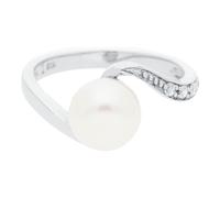 Ring Silber 925 Süßwasser Zuchtperle und Zirkonia JL10-07-2003 JuwelmaLux