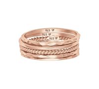 Ring-Set ELLI "Stapelring Stacking Boho Set (5 tlg.) 925 Sterling Silber" Gr. 50, rosa (rosegold), Fingerringe, Damen, 50mm, ohne Stein, Silber 925 (Sterlingsilber) (19320435-50) rosegold