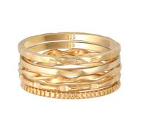 Elli, Ring Stapelringe Stacking Bandring 5er Set 925 Silber in gold, Schmuck für Damen Gr. 58 mm