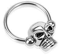 Ring Totenkopf Silber Klemmkugelring